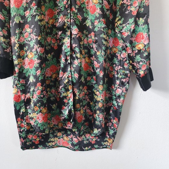 Victorias Secret Floral Sleep Shirt Black Gold Label Small - Picture 3 of 5